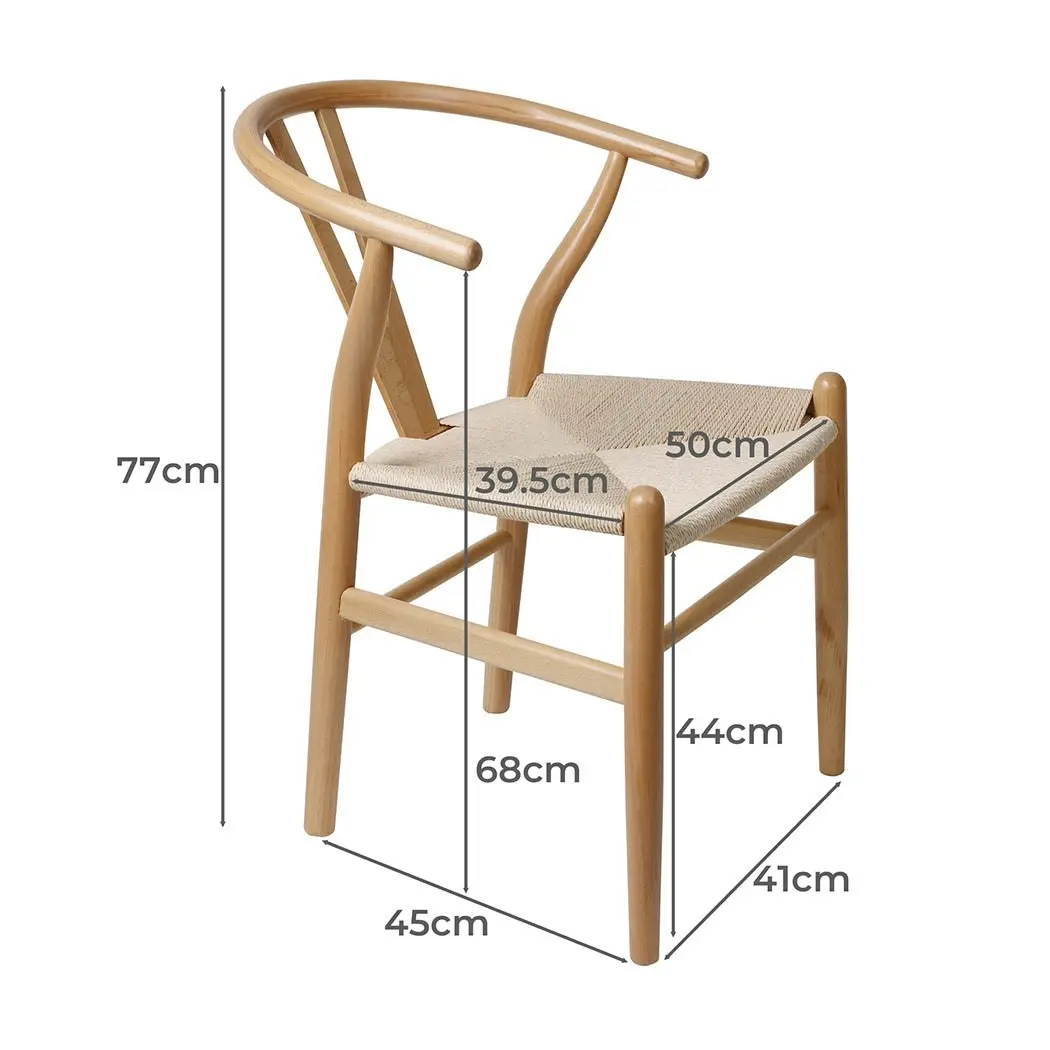 Levede 2x Dining Chairs Wooden Hans Wegner Chair Wishbone Chair Cafe Lounge Seat