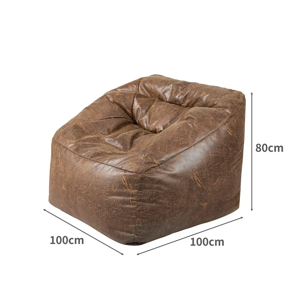 Marlow Bean Bag Chair Cover PU Couch Accent Gaming Lounge Seat Lazy Sofa Rustic