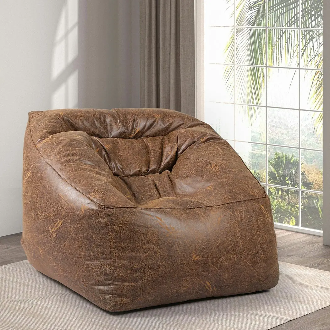 Marlow Bean Bag Chair Cover PU Couch Accent Gaming Lounge Seat Lazy Sofa Rustic