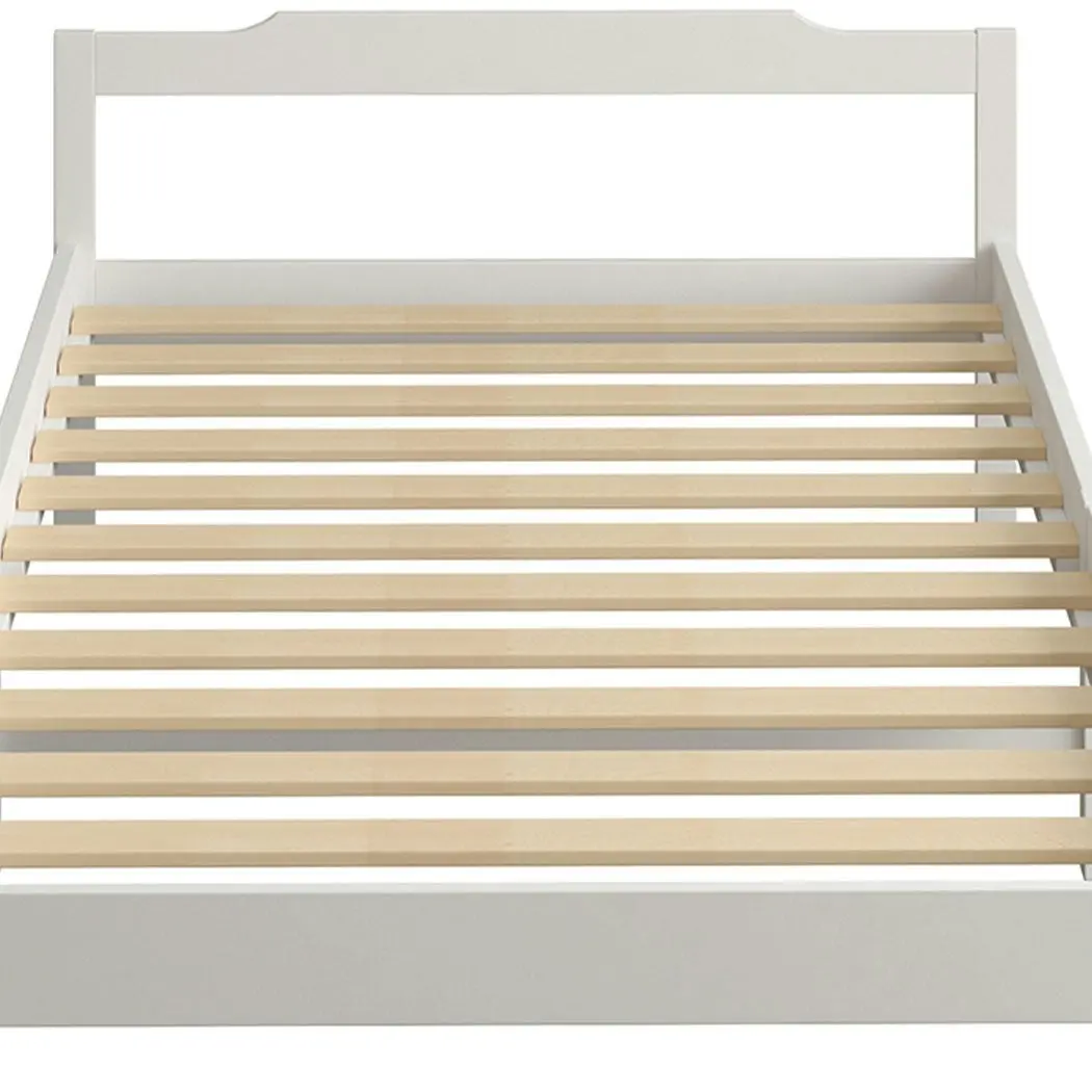 Levede Wooden Bed Frame King Single Mattress Base Solid Timber Pine Wood White