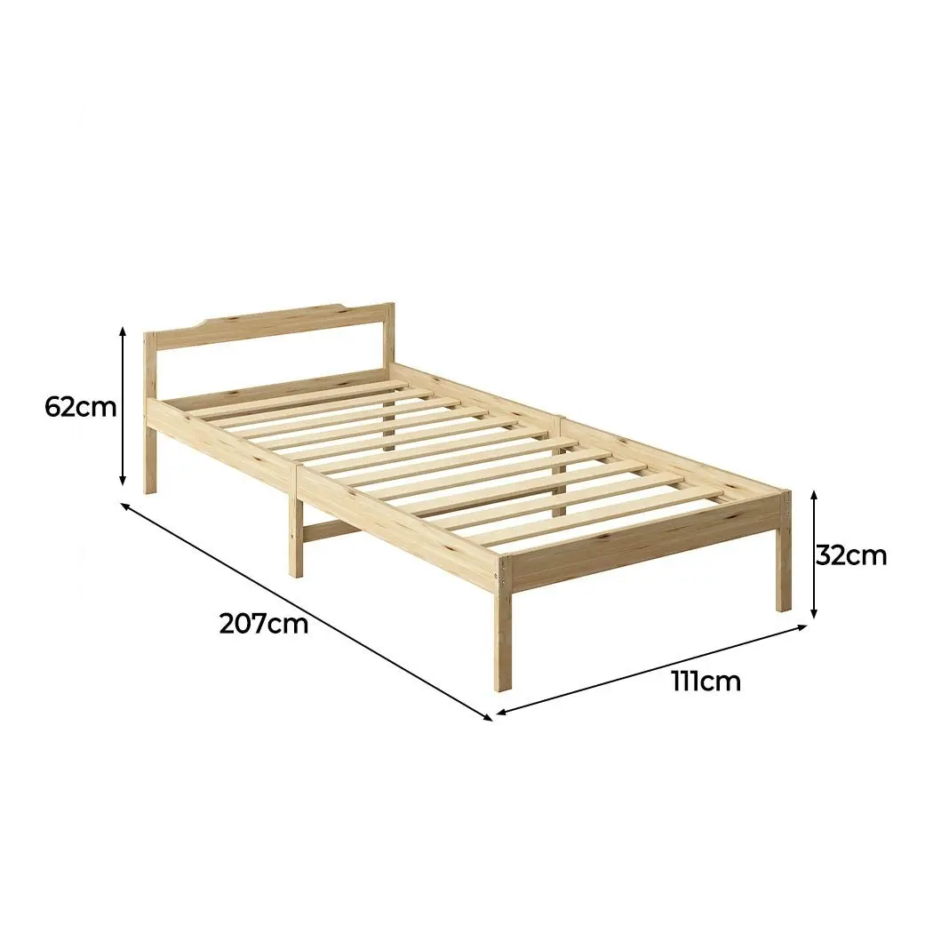 Levede Wooden Bed Frame King Single Mattress Base Solid Timber Pine Wood Natural