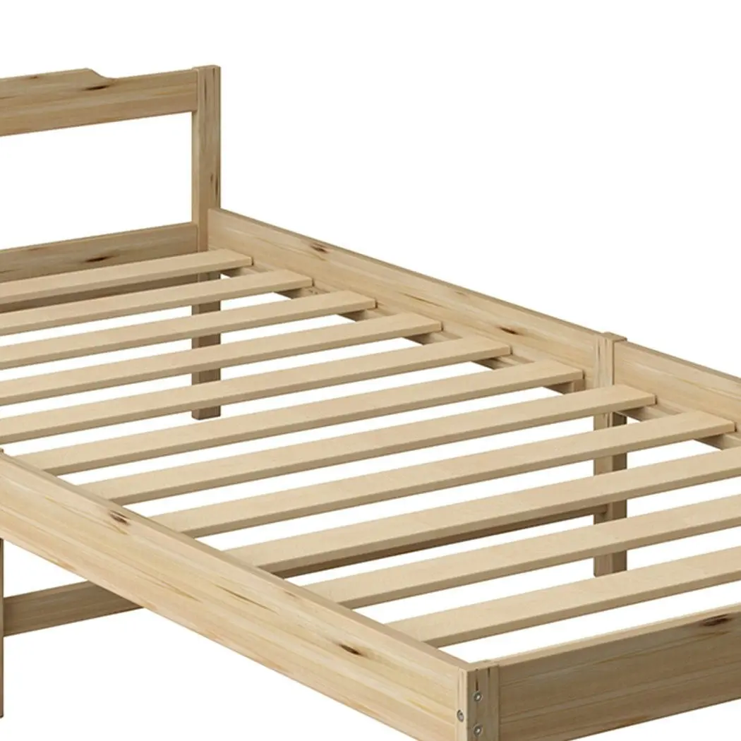 Levede Wooden Bed Frame King Single Mattress Base Solid Timber Pine Wood Natural