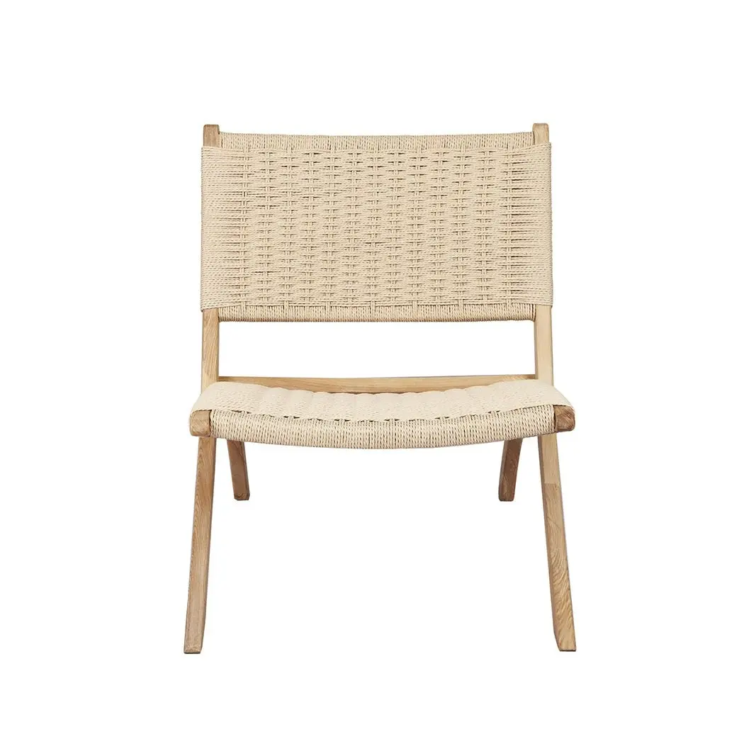 Levede Accent Chair Foldable Recliner Wooden Lounge Lounger Ash Rattan Seat