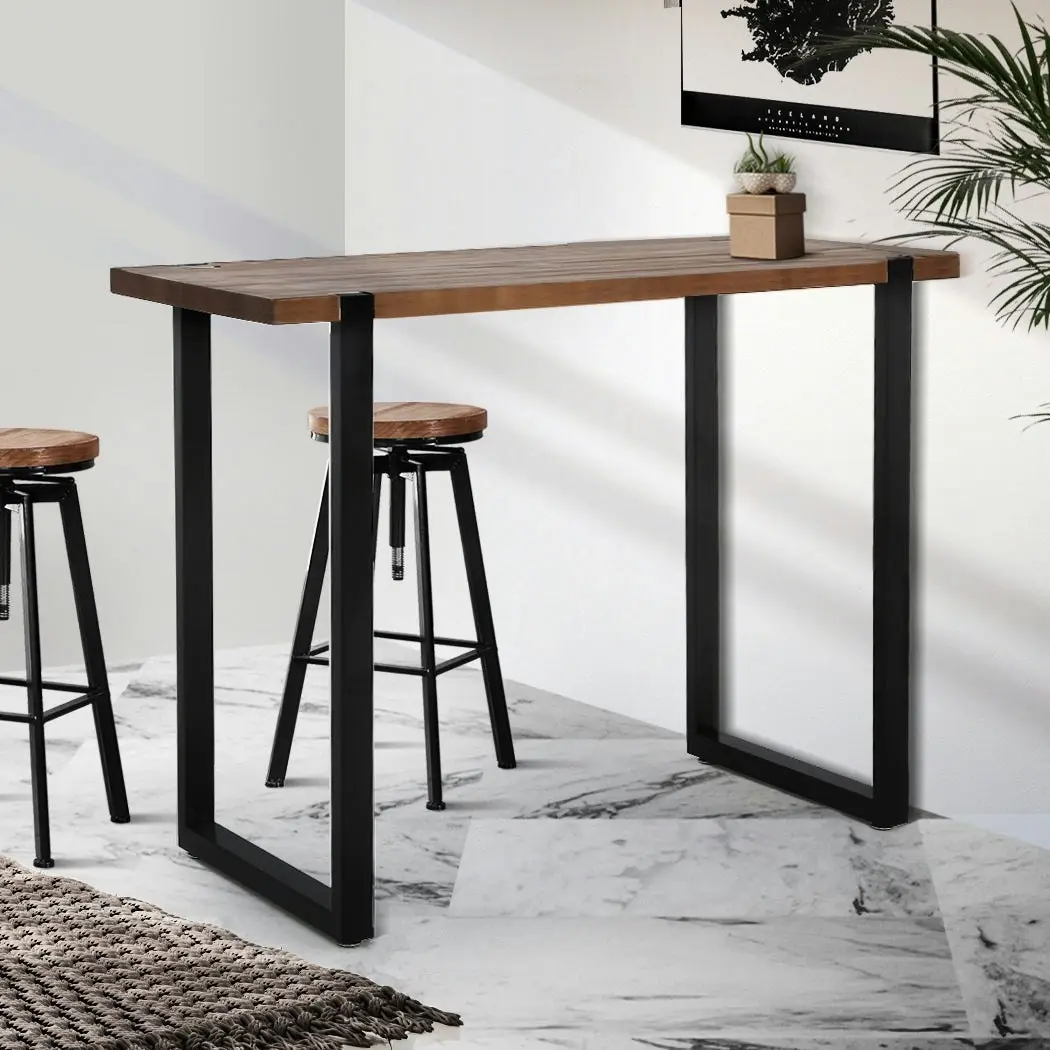 Levede High Bar Table Industrial Pub Table Dining Solid Wood Cafe Desk 120X50CM