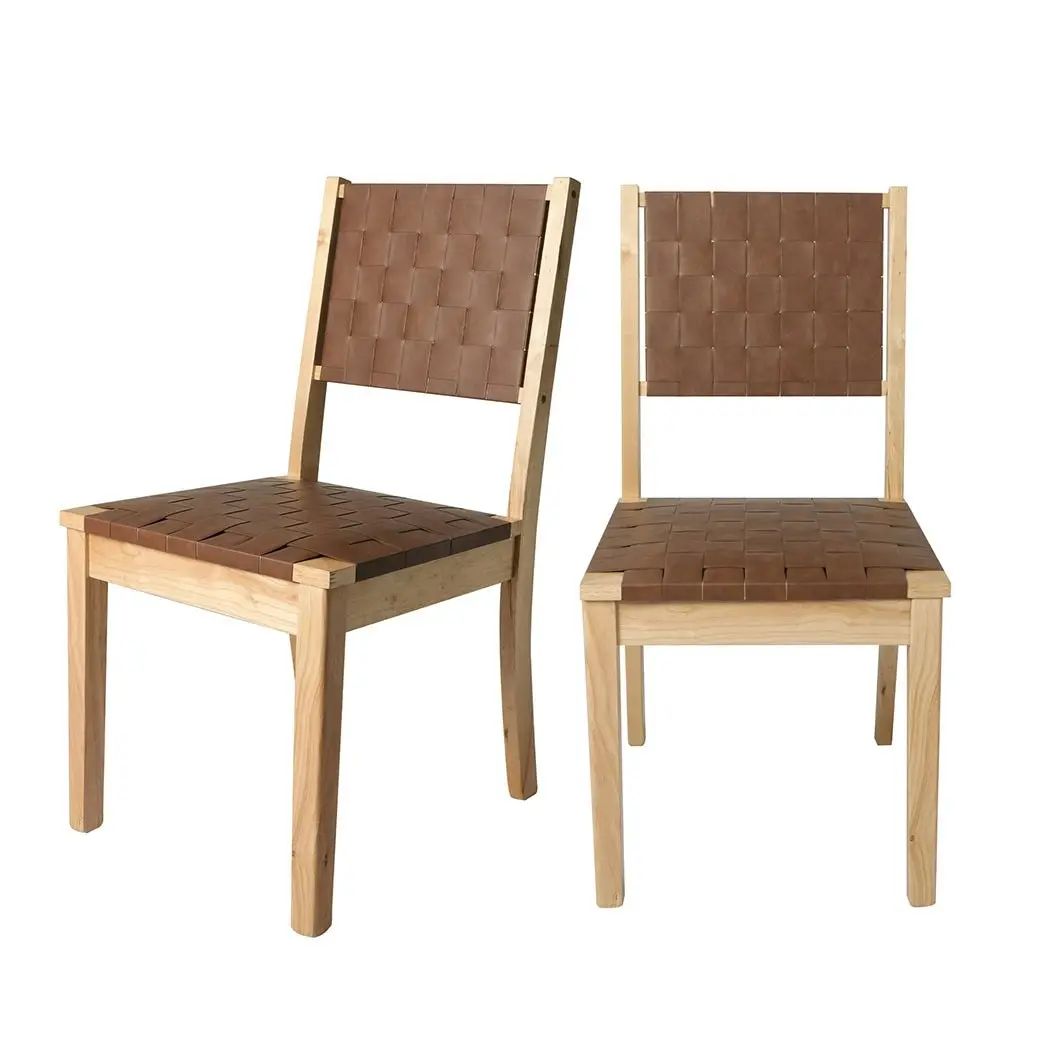 Levede Dining Chairs Accent Chair Lounge PU Solid Beech Wood Kitchen Retro x2