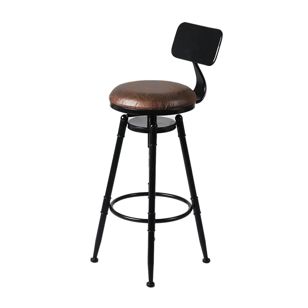 Levede 4pcs Bar Stool Kitchen Wooden Leather Barstools Industrial Swivel Chairs