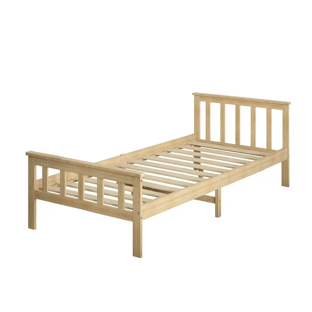 Levede Wooden Bed Frame Single Size Mattress Base Solid Pine Wood Natural