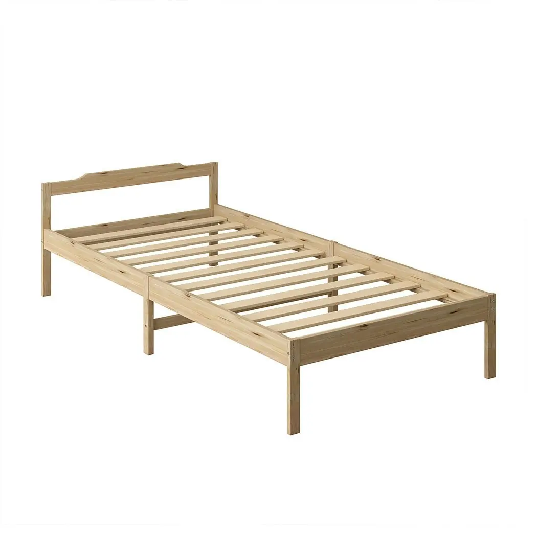 Levede Wooden Bed Frame Single Size Mattress Base Solid Timber Pine Wood Natural