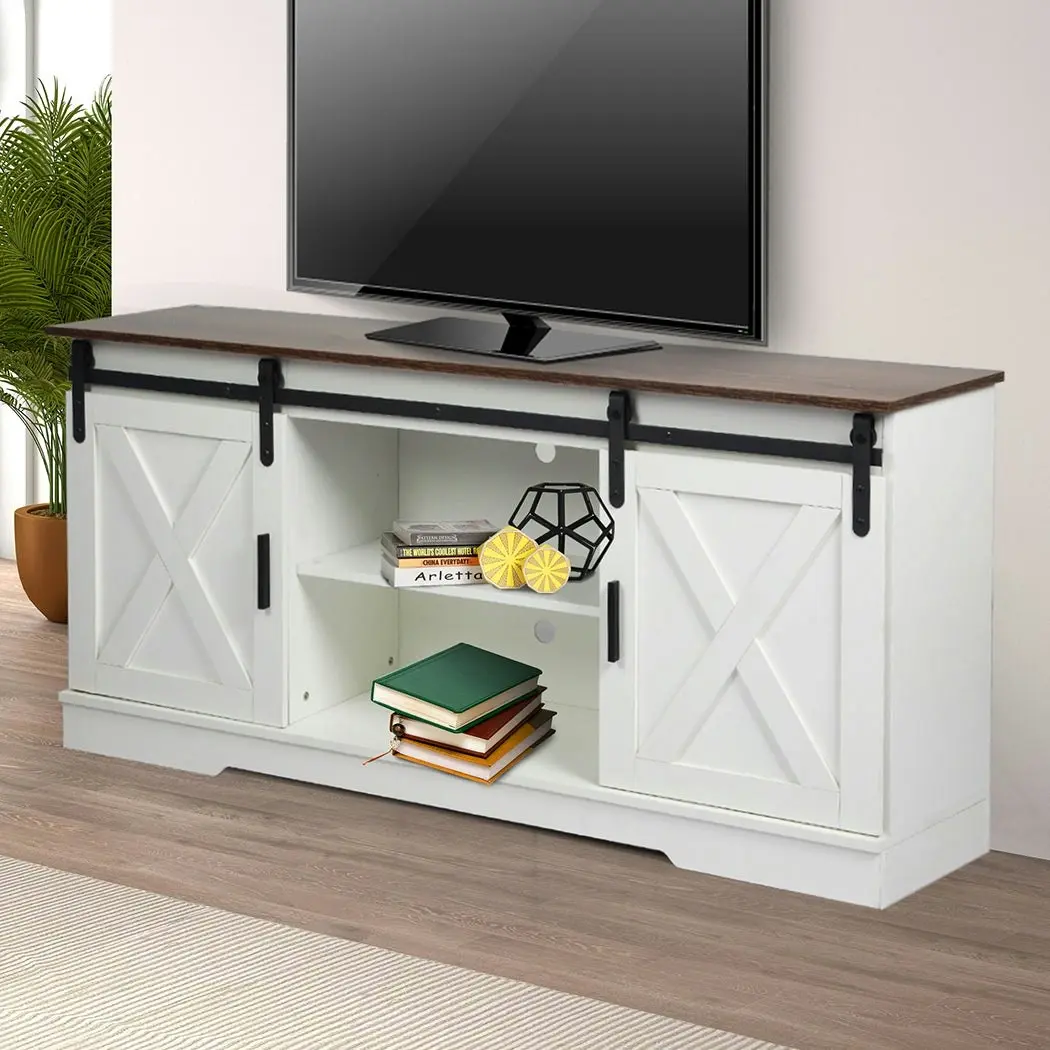 Levede TV Cabinet Entertainment Unit Stand Wooden Table Sliding Barn Door 150CM