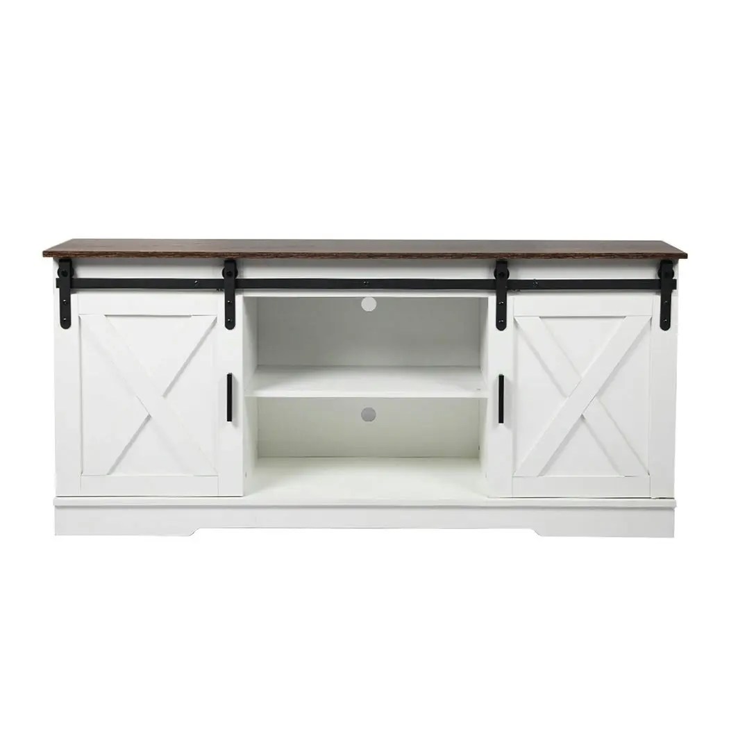 Levede TV Cabinet Entertainment Unit Stand Wooden Table Sliding Barn Door 150CM