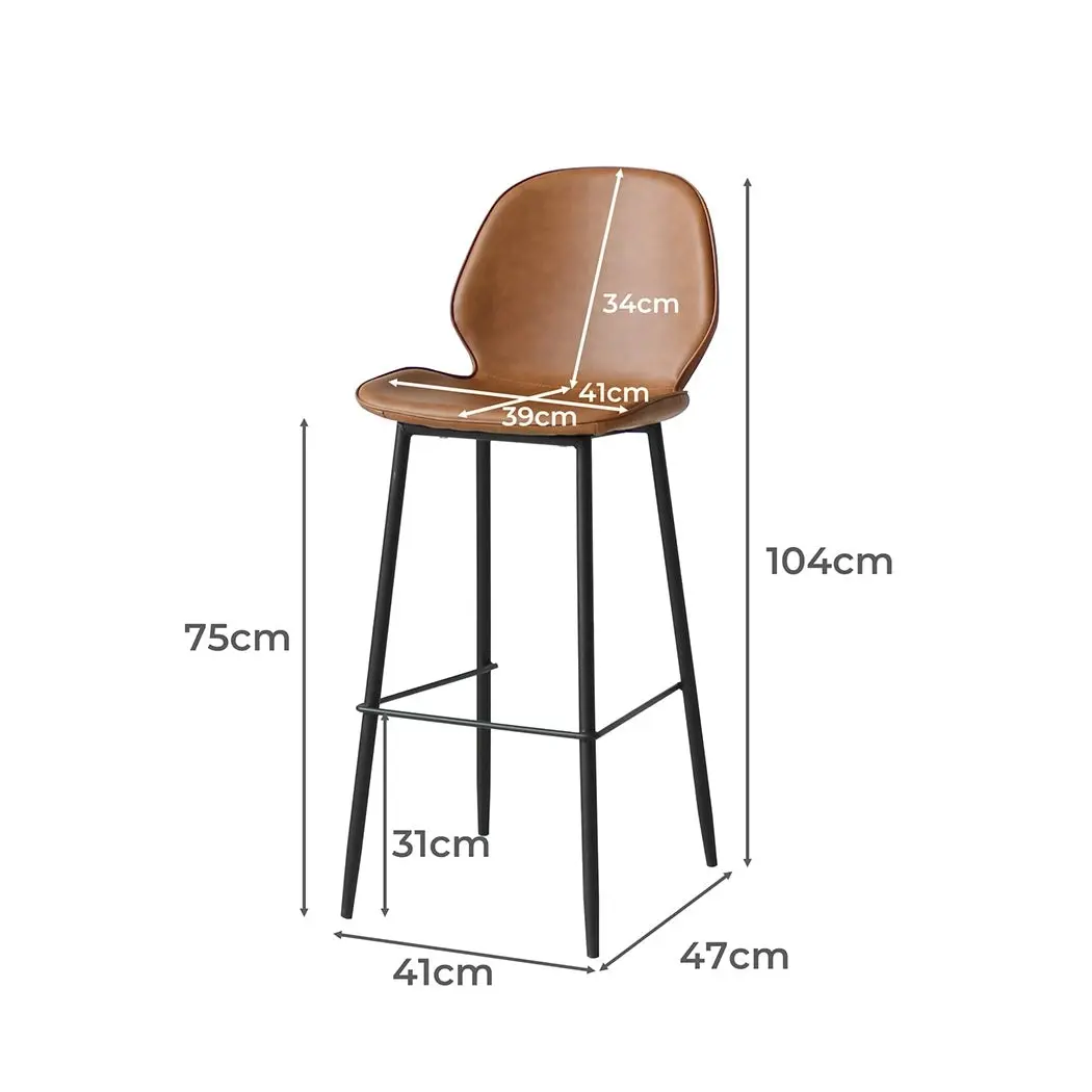 Levede 2x Bar Stool Barstools Counter Chair PU Padded Kitchen Pub Restaurant