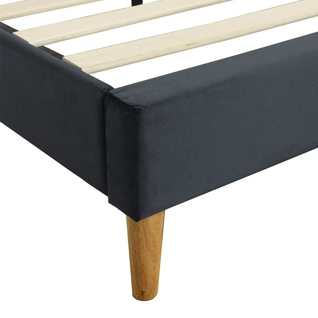 Levede Bed Frame Queen Size Mattress Base Platform Wooden Velvet Headboard Grey