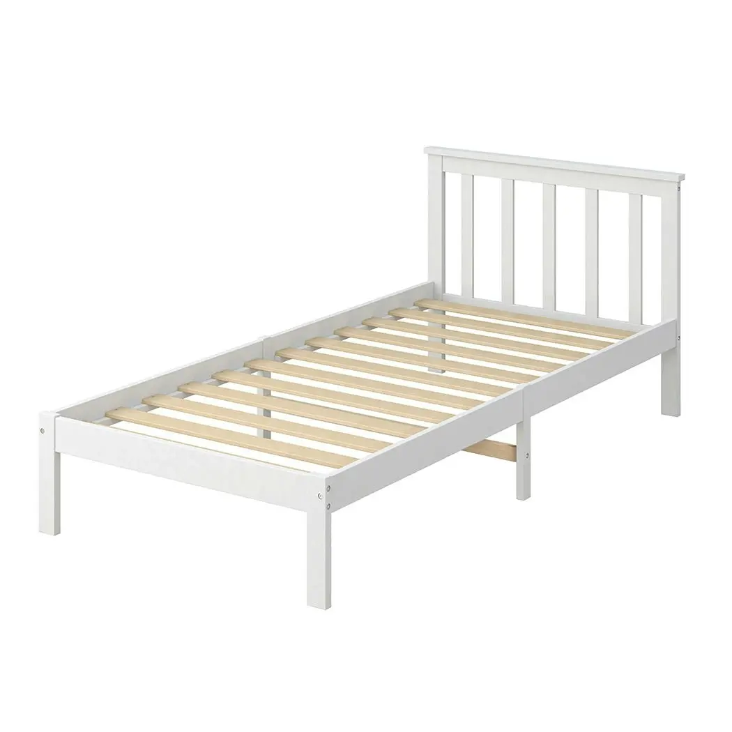 Levede Wooden Bed Frame King Single Full Size Mattress Base Timber White