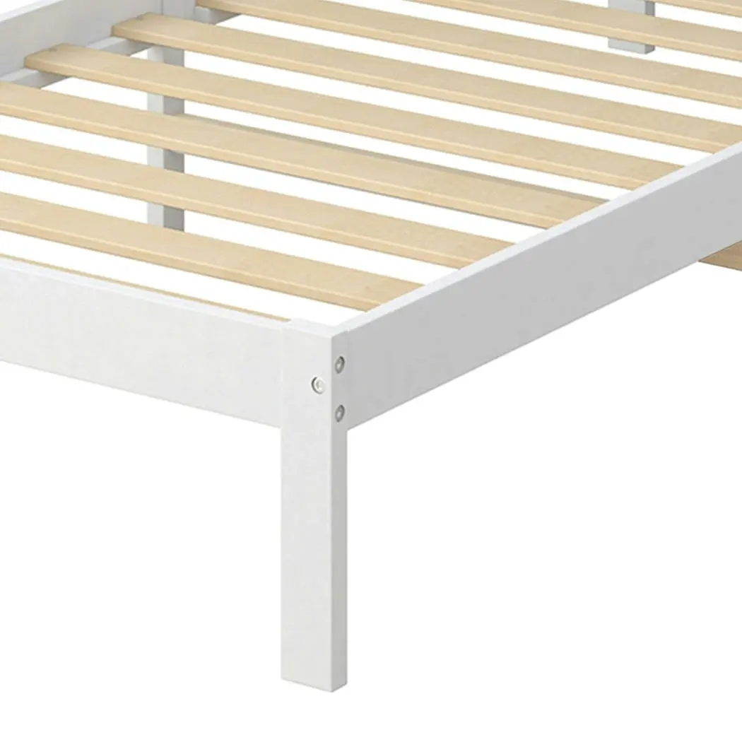 Levede Wooden Bed Frame King Single Full Size Mattress Base Timber White