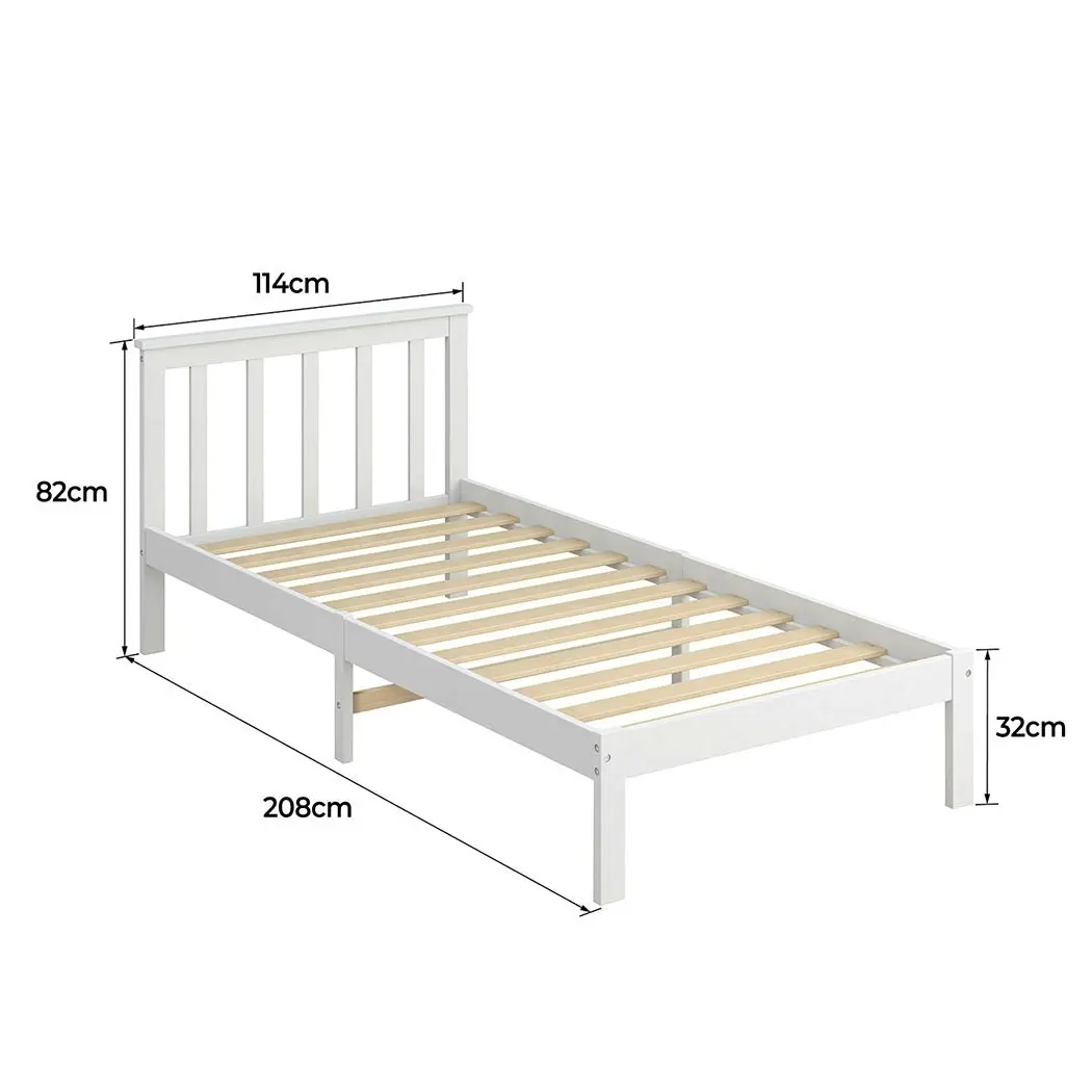 Levede Wooden Bed Frame King Single Full Size Mattress Base Timber White