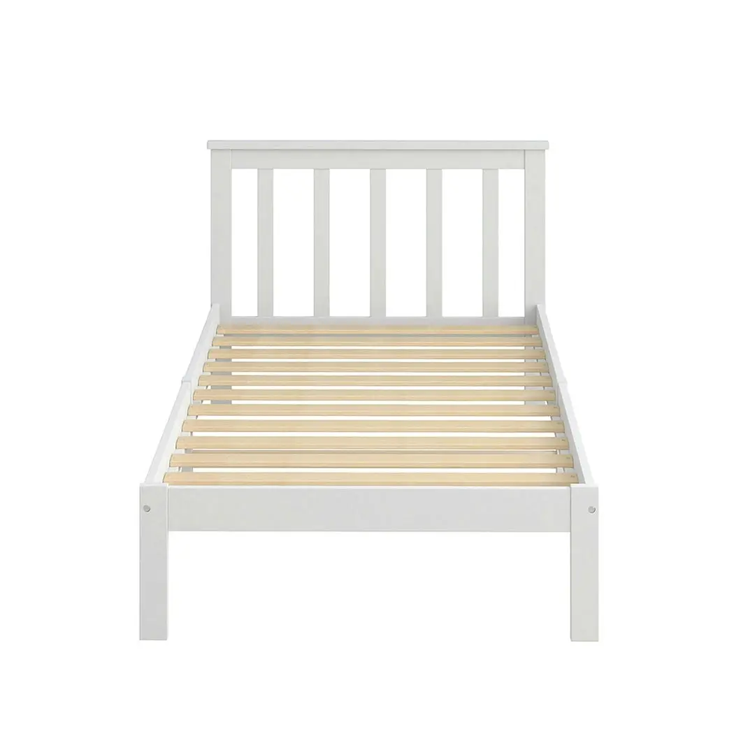 Levede Wooden Bed Frame King Single Full Size Mattress Base Timber White