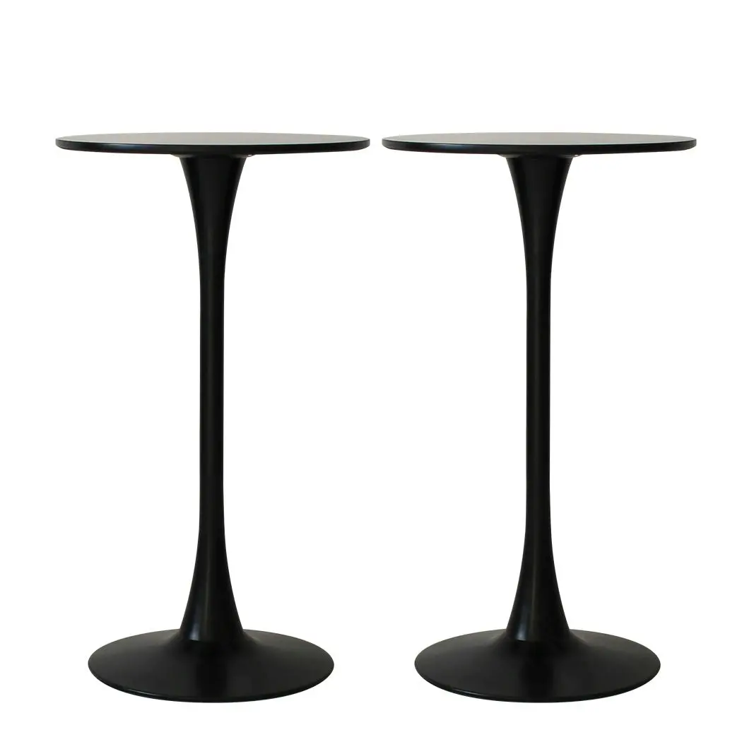 Levede 2x Round Bar Table Pub Tables Kitchen Marble Tulip Metal Base Black