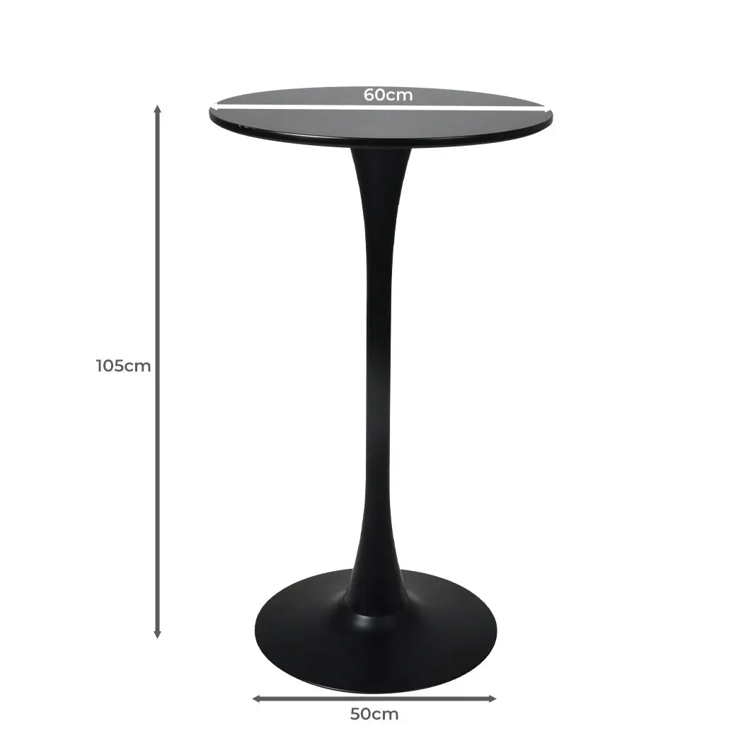 Levede 2x Round Bar Table Pub Tables Kitchen Marble Tulip Metal Base Black