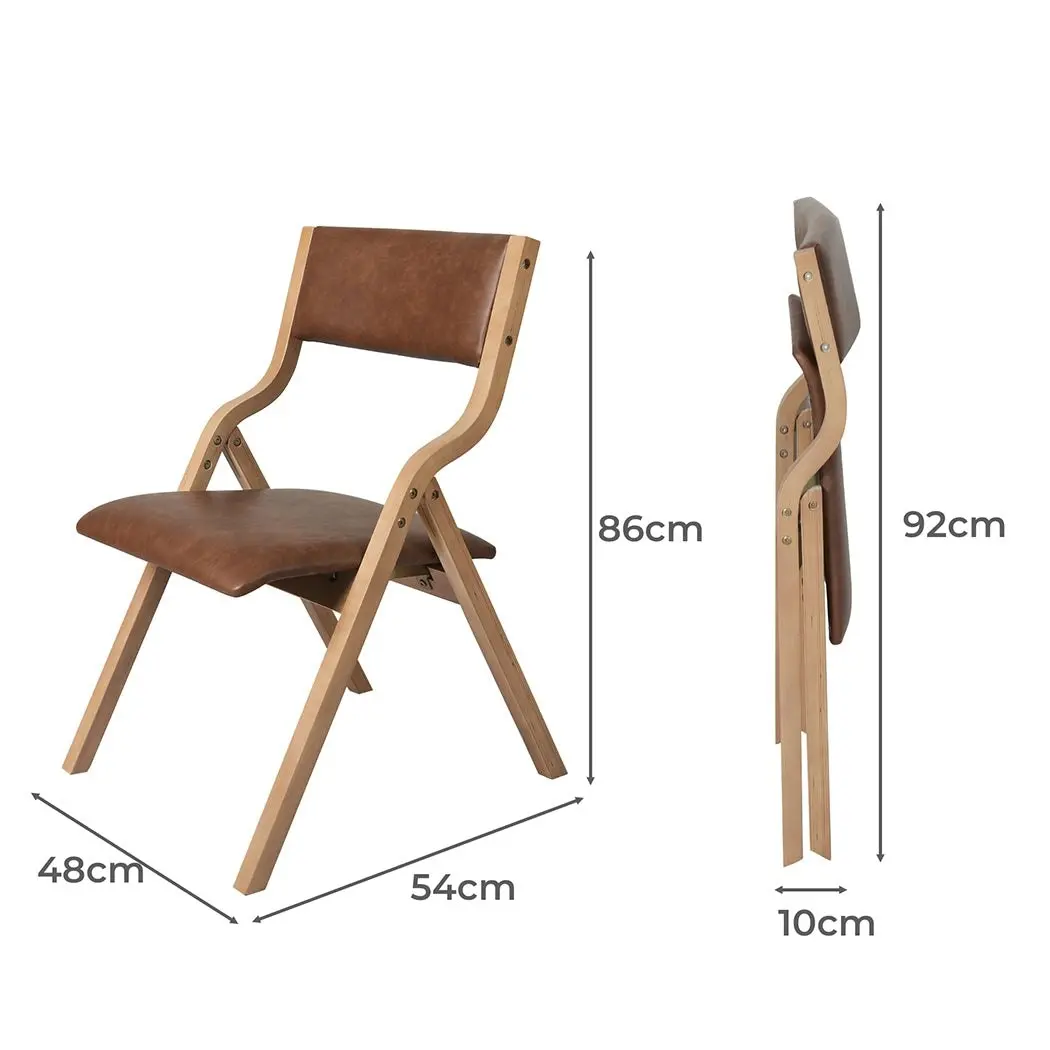 Levede 2x Dining Chairs Foldable PU Leather Kitchen Chair Lounge Room Vintage