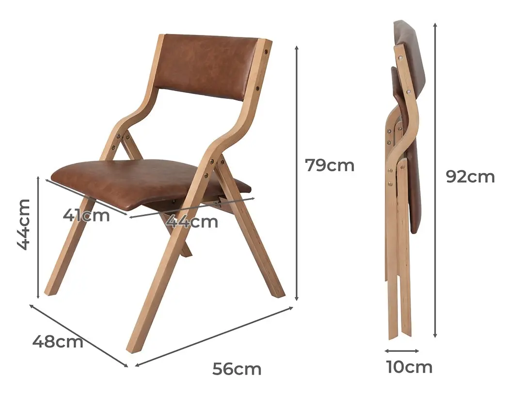 Levede 2x Dining Chairs Foldable PU Leather Kitchen Chair Lounge Room Vintage