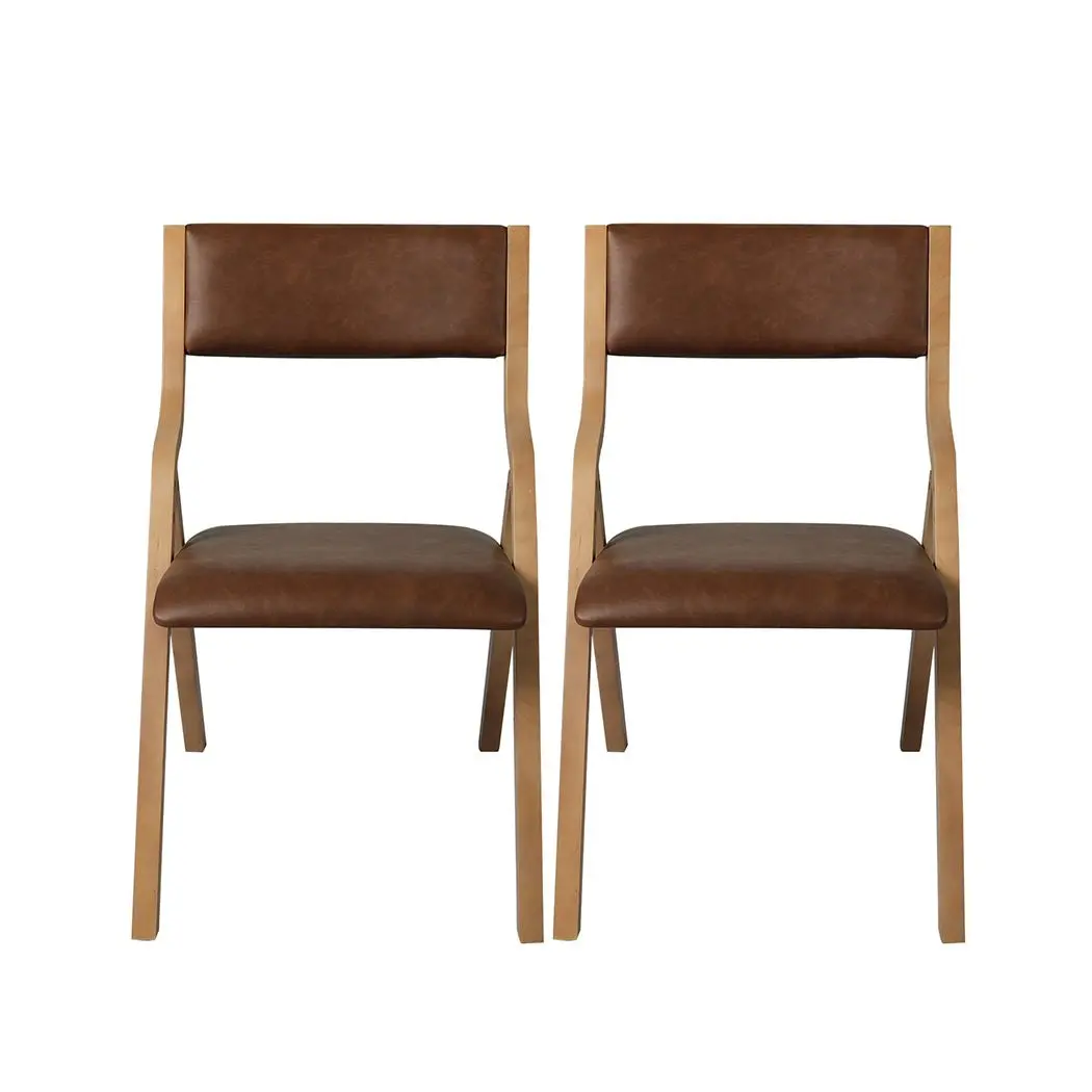 Levede 2x Dining Chairs Foldable PU Leather Kitchen Chair Lounge Room Vintage