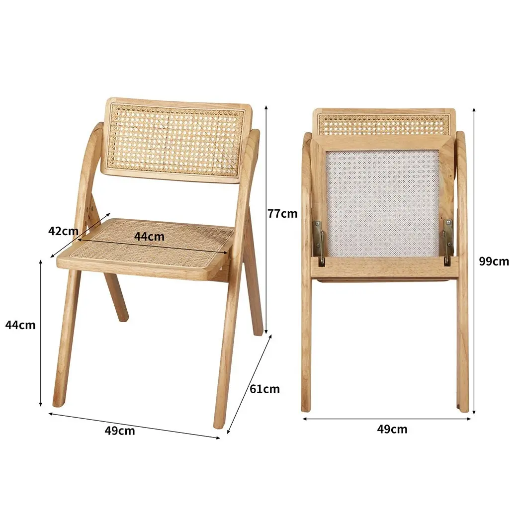 Levede 2x Dining Chairs Foldable  Accent Wooden Chair Rattan Furniture Lounge