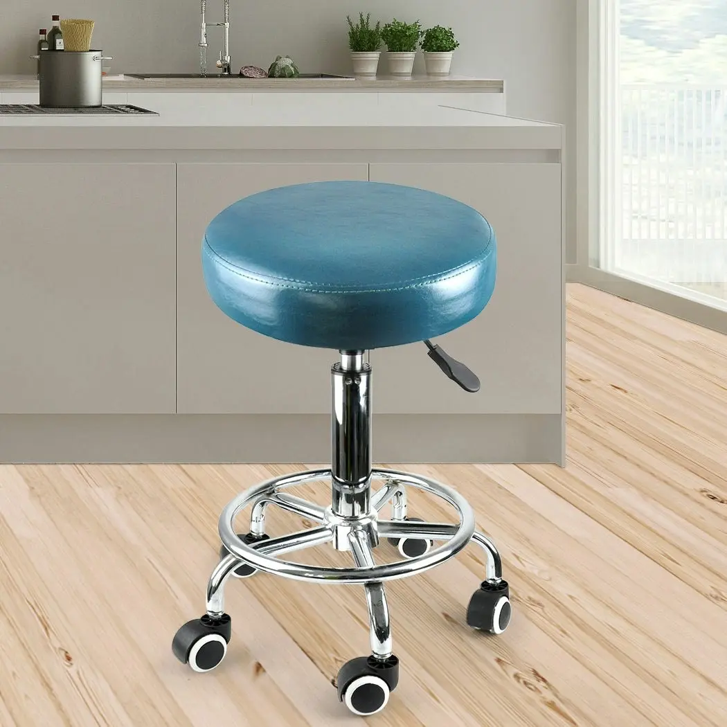 Levede Bar Stools Salon Stool Swivel Barber Dining Chair PU Hydraulic Lift Teal