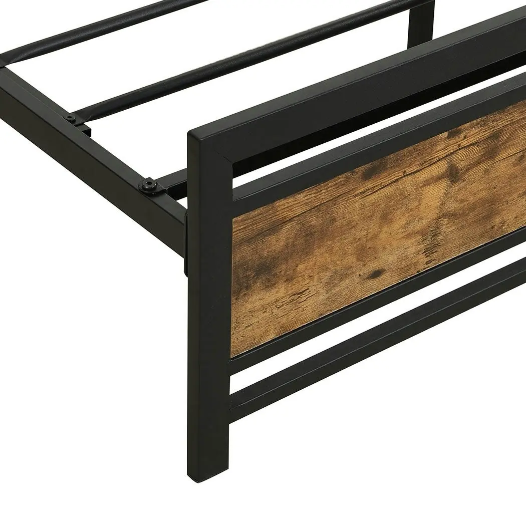 Levede Metal Bed Frame Double Mattress Base Platform Wooden Headboard Industrial