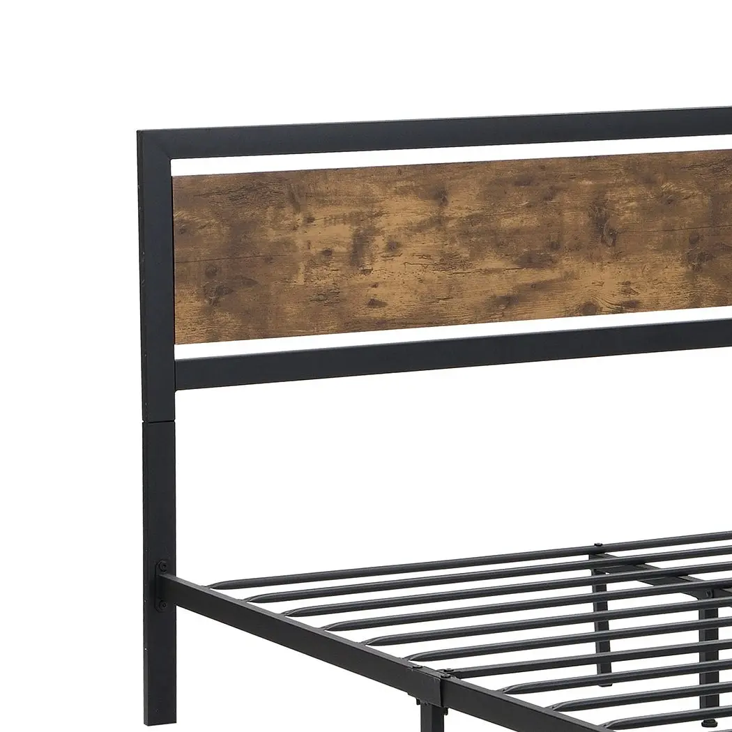 Levede Industrial Bed Frame Double Mattress Base Wooden 4 Storage Drawers