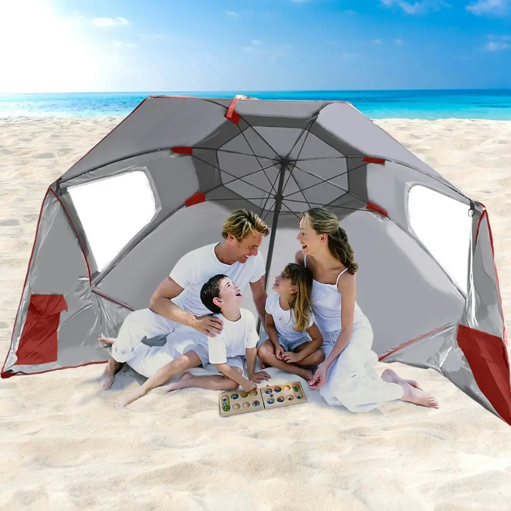 Mountview Beach Umbrella Outdoor Umbrellas Sun Shade Garden Shelter 2.33M Red