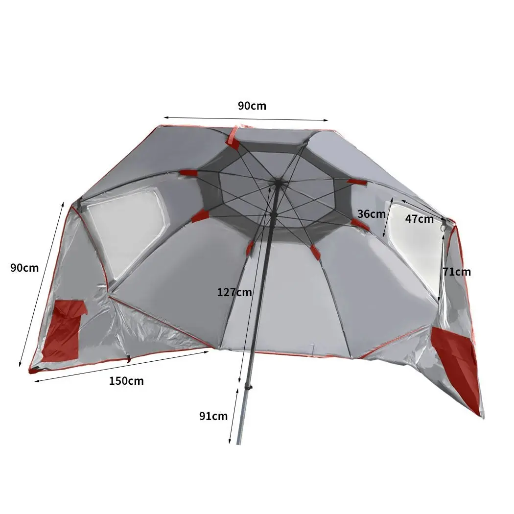 Mountview Beach Umbrella Outdoor Umbrellas Sun Shade Garden Shelter 2.33M Red