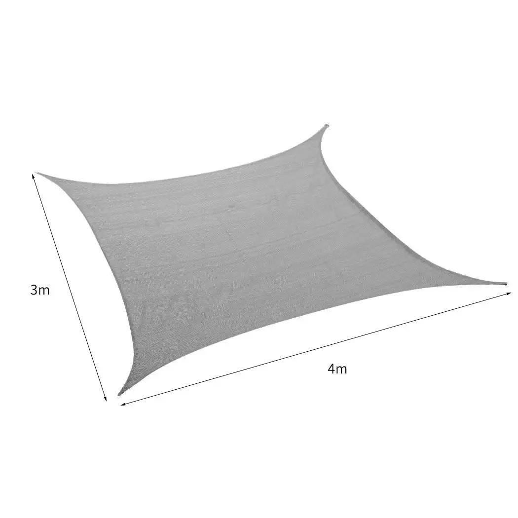 Mountview Sun Shade Sail Cloth Rectangle Canopy Outdoor Awning Cover Grey 3x4M