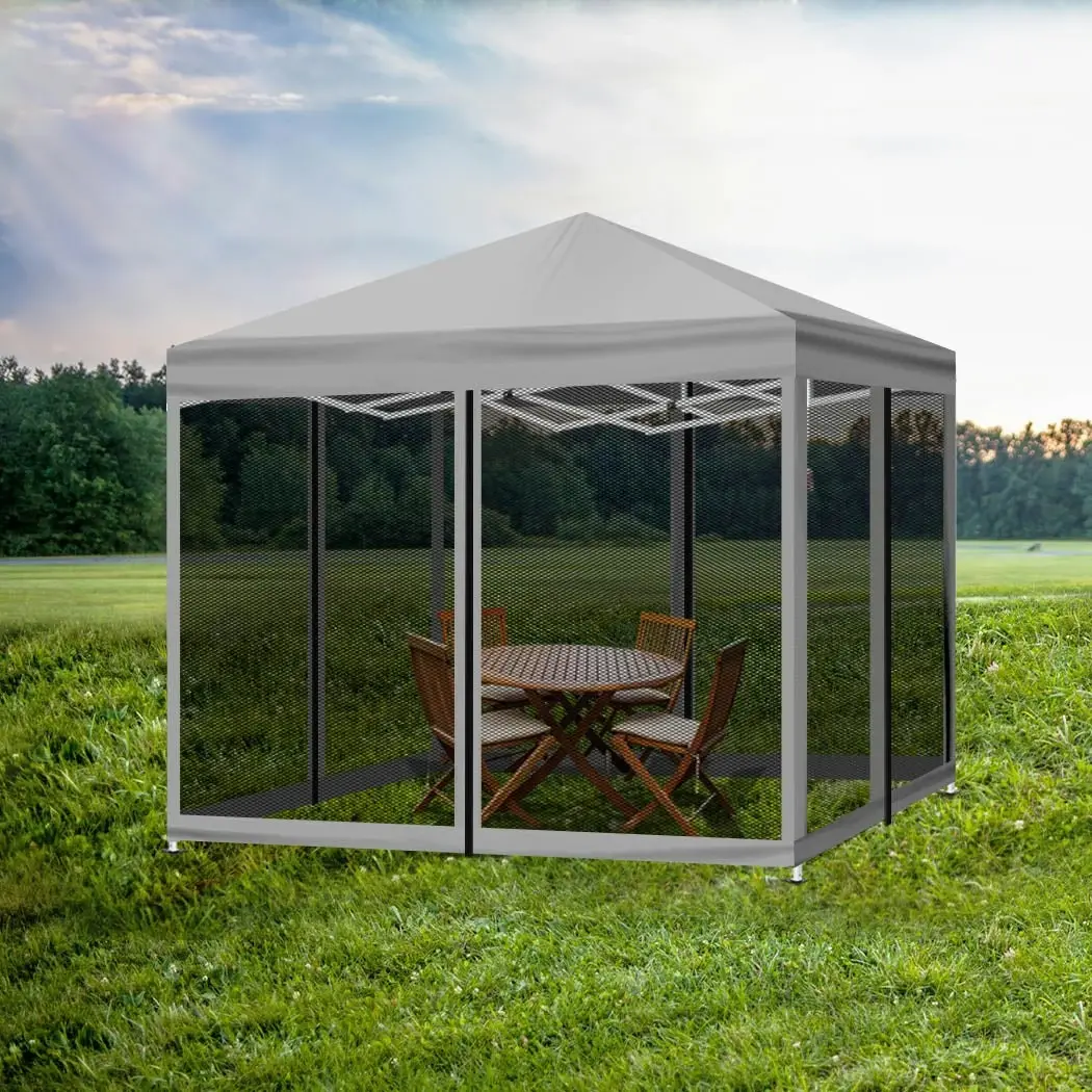 Mountview Gazebo 3x3m Pop Up Marquee Outdoor Mesh Side Wall Canopy Wedding Tent