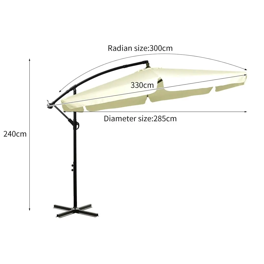 Mountview 3M Outdoor Umbrella Beach Umbrellas Cantilever Garden Patio Sun Beige