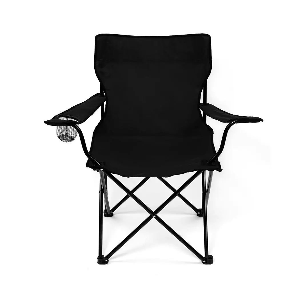 Levede 2Pcs Camping Chairs Folding Arm Foldable Portable Outdoor Fishing Picnic