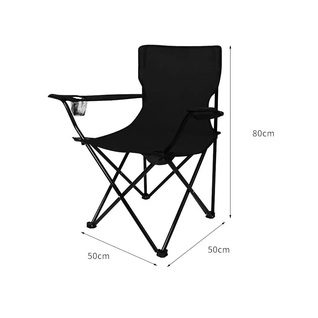 Levede 2Pcs Camping Chairs Folding Arm Foldable Portable Outdoor Fishing Picnic