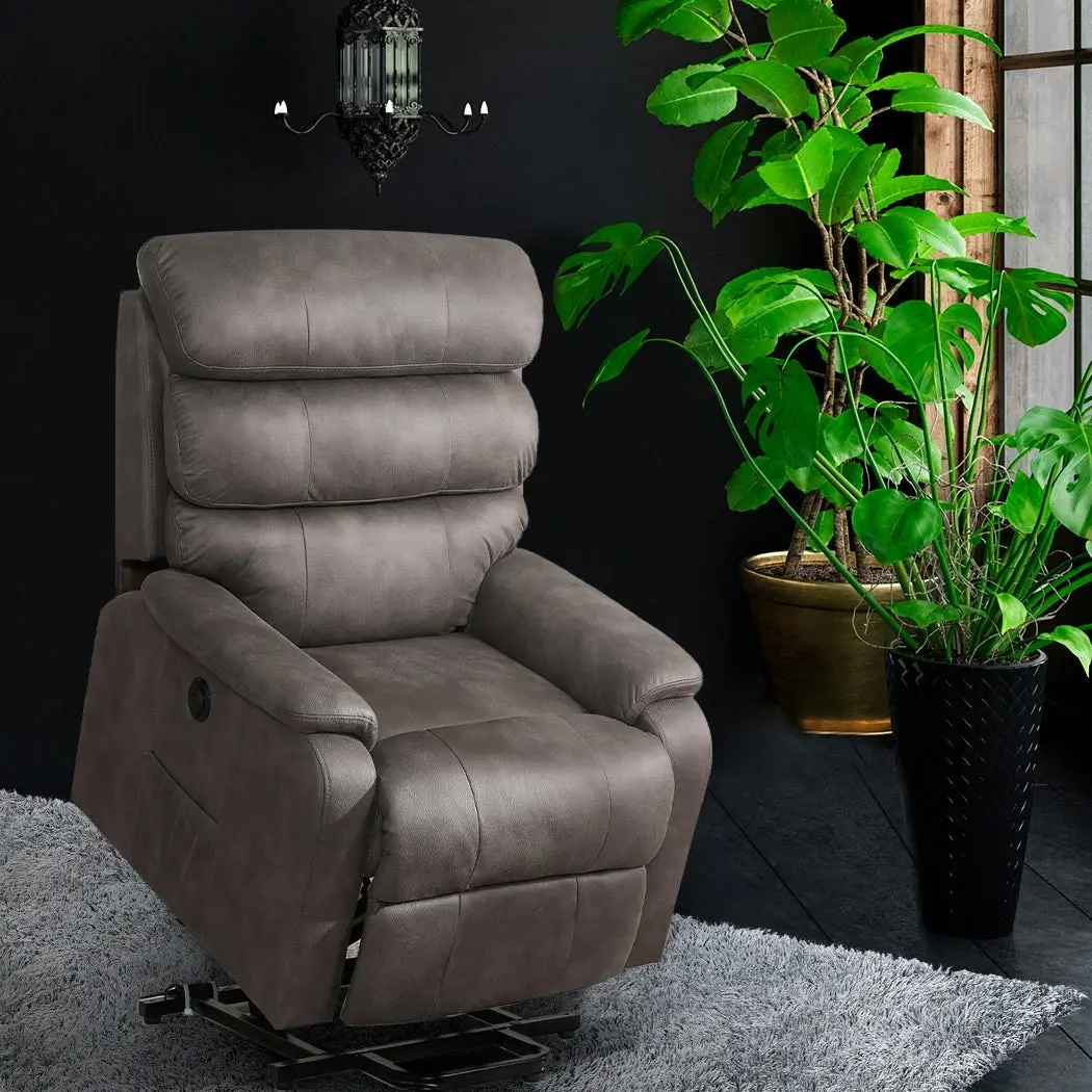 Levede Recliner Chair Electric Lift Chair Armchair Lounge Sofa Grey USB Charge