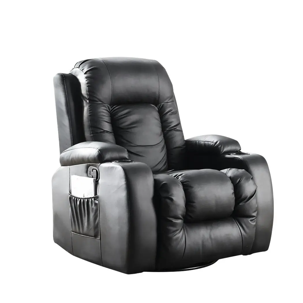 Levede Massage Sofa Chair Recliner 360 Degree Swivel PU Leather Lounge Heated