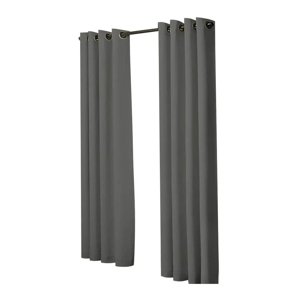 Traderight Group  2x Blockout Curtains Panels 3 Layers Eyelet Room Darkening 132x160cm Charcoal