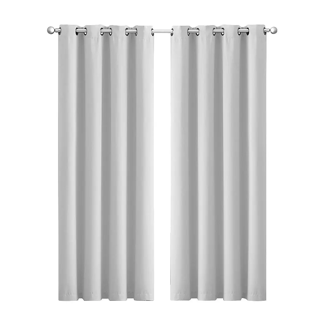 Traderight Group  2x Blockout Curtains Panels 3 Layers Eyelet Room Darkening 132x230cm Grey