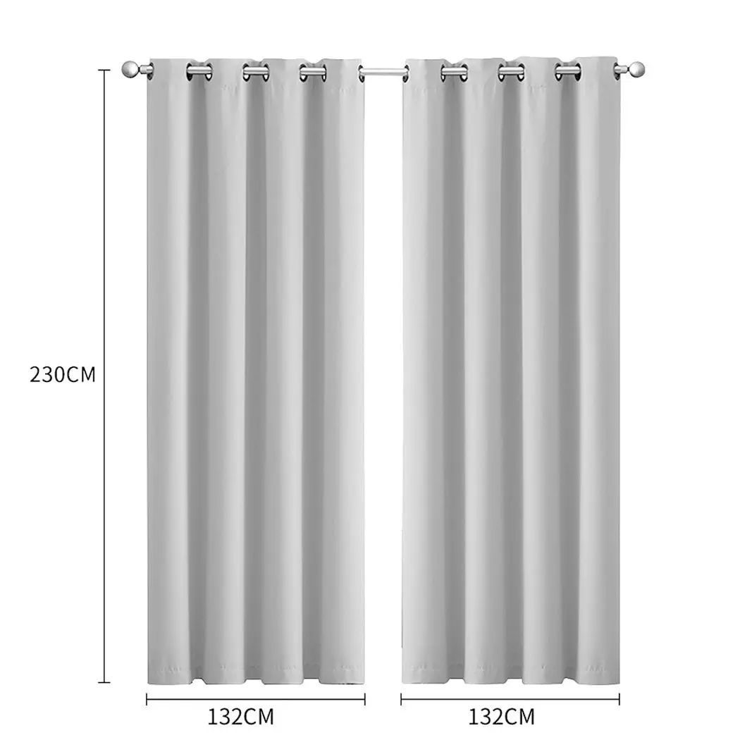 Traderight Group  2x Blockout Curtains Panels 3 Layers Eyelet Room Darkening 132x230cm Grey