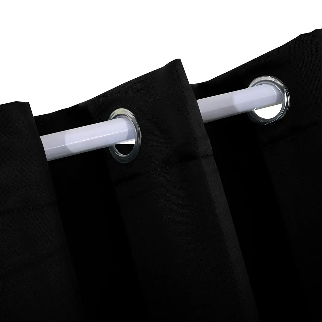 Traderight Group  2x Blockout Curtains Panels 3 Layers Eyelet Room Darkening 132x160cm Black