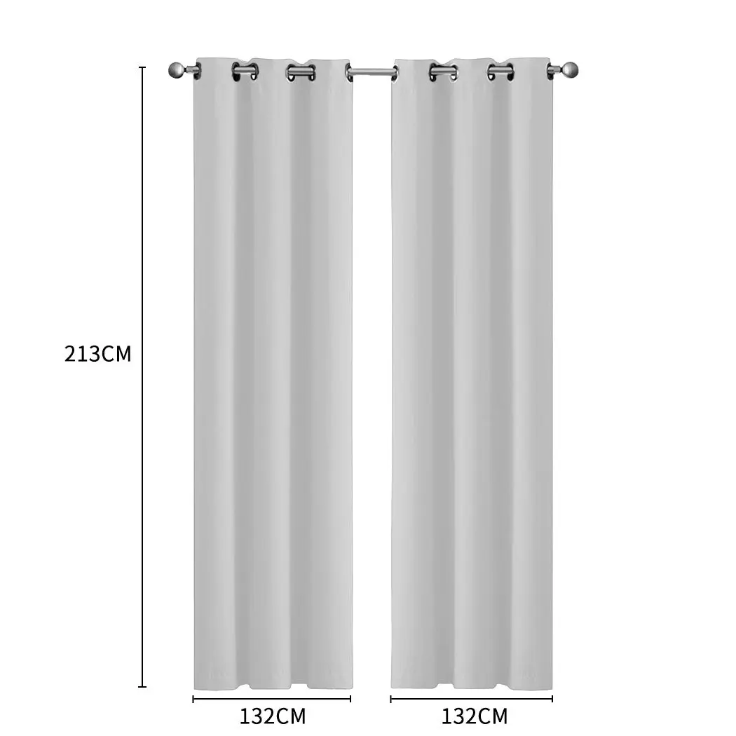 Traderight Group  2x Blockout Curtains Panels 3 Layers Eyelet Room Darkening 132x213cm Grey