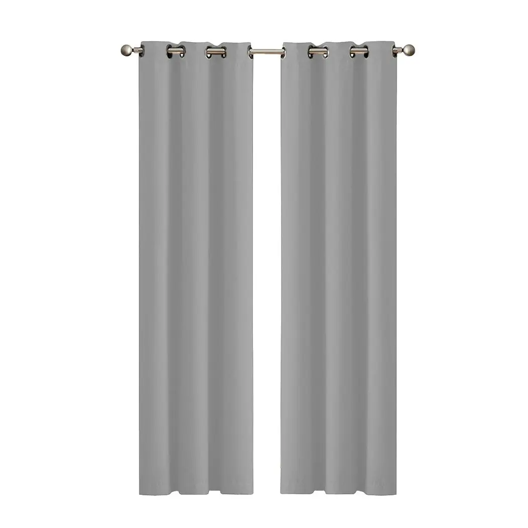 Traderight Group  2x Blockout Curtains Panels 3 Layers Eyelet Room Darkening 132x213cm Grey