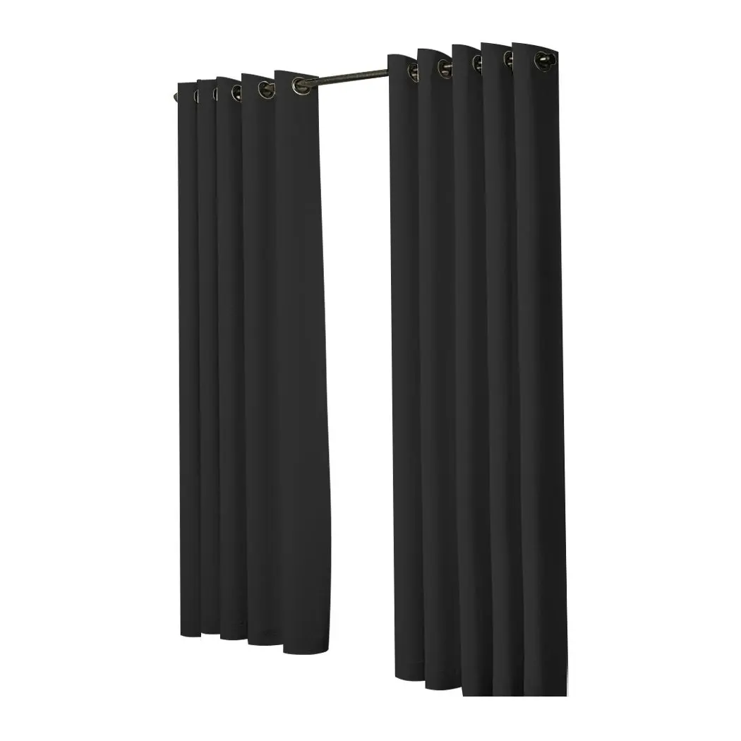 Traderight Group  2x Blockout Curtains Panels 3 Layers Eyelet Room Darkening 180x230cm Black