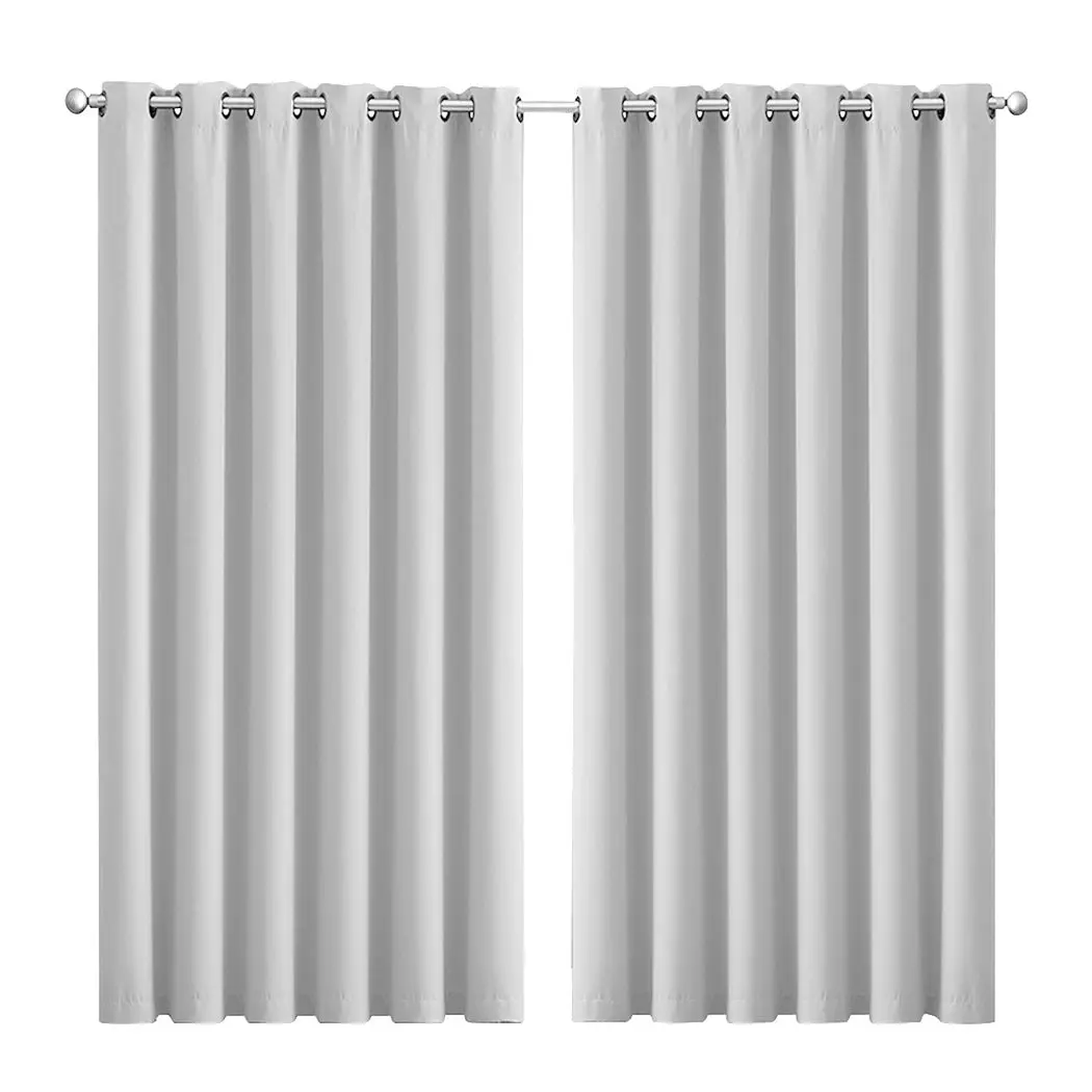 Traderight Group  2x Blockout Curtains Panels 3 Layers Eyelet Room Darkening 240x230cm Grey