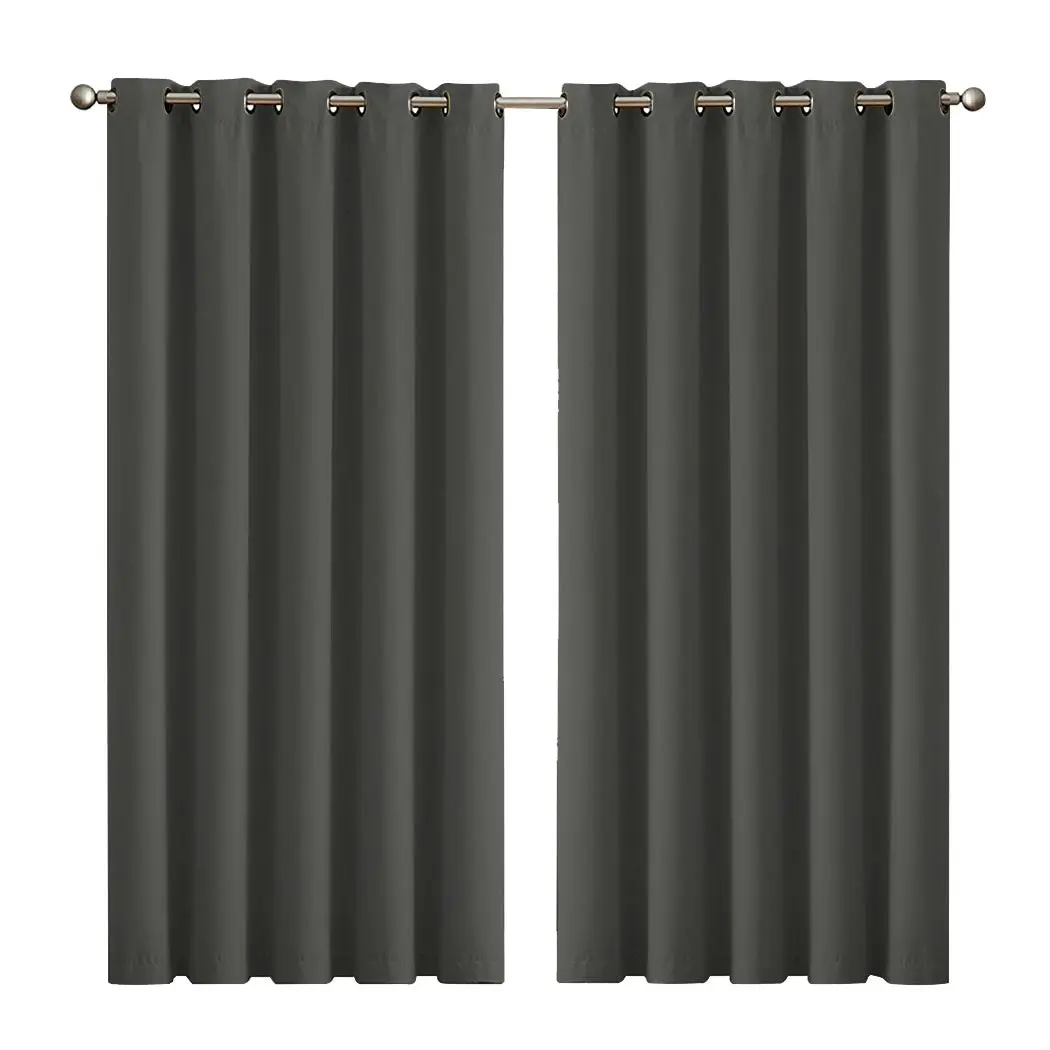 Traderight Group  2x Blockout Curtains Panels 3 Layers Eyelet Room Darkening 180x230cm Charcoal