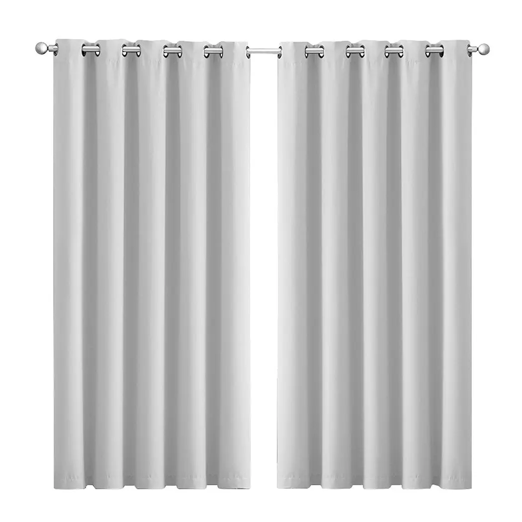 Traderight Group  2x Blockout Curtains Panels 3 Layers Eyelet Room Darkening 180x230cm Grey