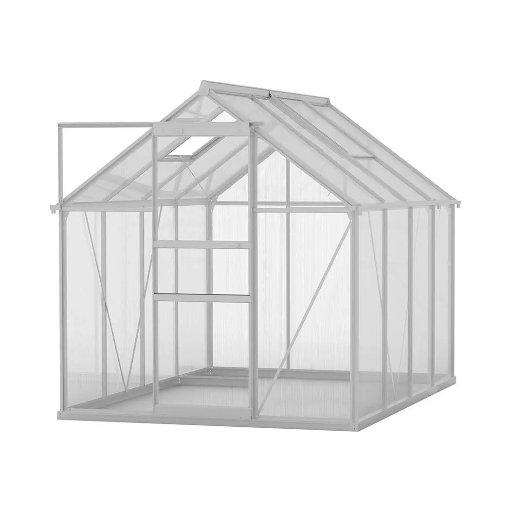 Lambu Greenhouse Aluminium Walk In Green House Garden Plant Shed PC 2.54x1.9x1.95