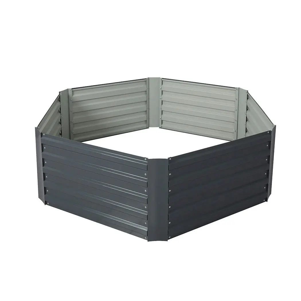 Lambu 2x Garden Bed Planter Raised Coated Steel Veggie Beds Hexagon 130x130x46